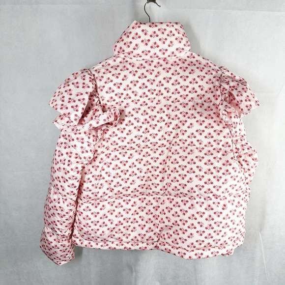 Hill House The Violet Ruffle Sleeve Puffer Jacket Size Small Posy Pink - Picture 2 of 12